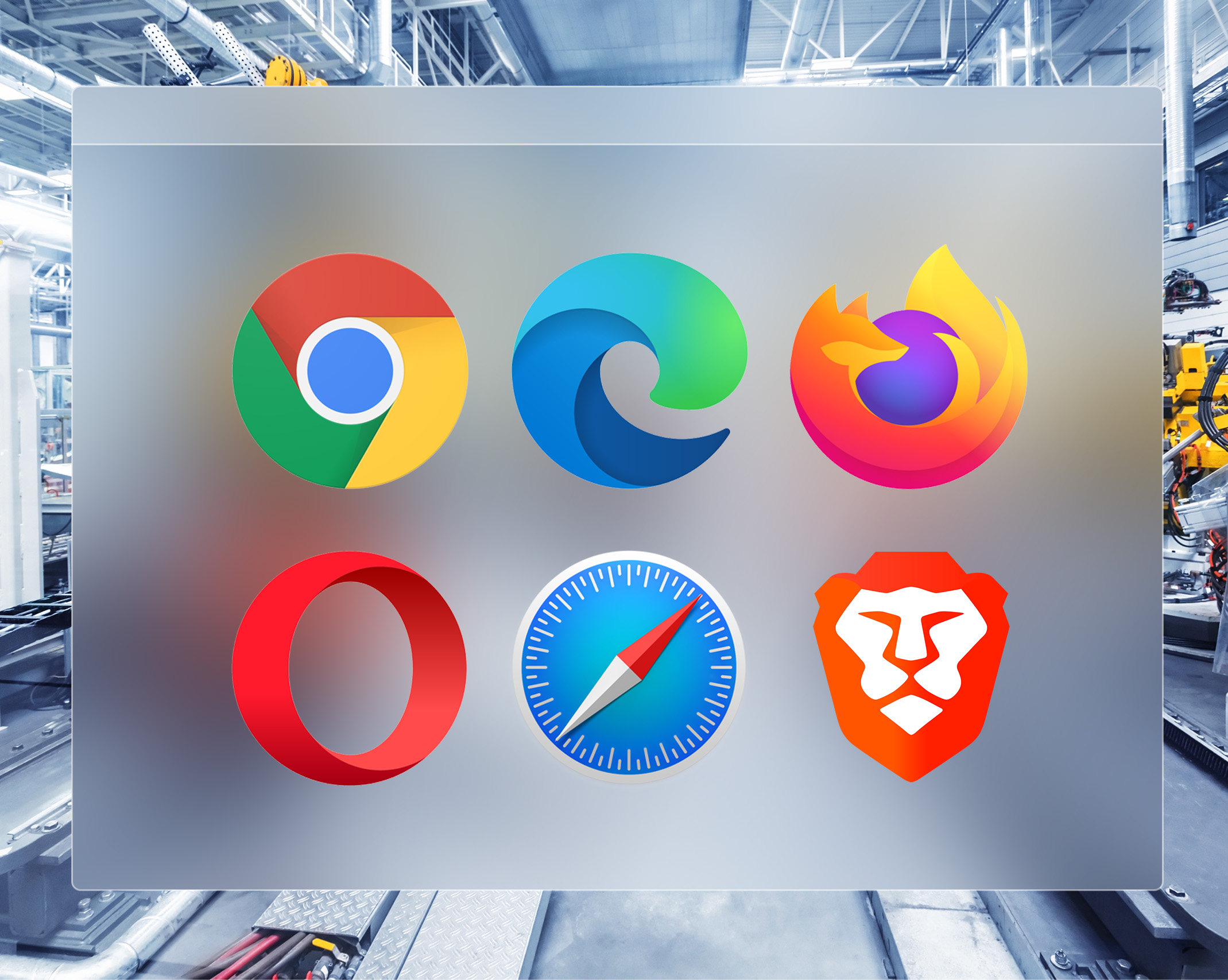 100-web-based-hmi-image Image showing logos from multiple web browsers with an industrial plant in the background.