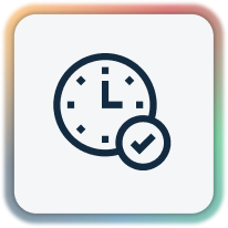Clock icon with checkmark representing real-time availability of structured Sparkplug data