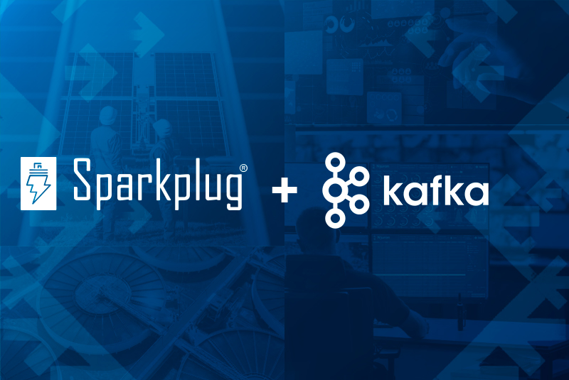 The Sparkplug and Kafka logos displayed with a solar plant and a control room underneath them.