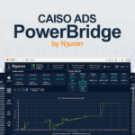 CAISO ADS PowerBridge interface displaying real-time dispatch operating targets with gradient graph, control panels, and data tables in dark theme dashboard, developed by N3uron for automated CAISO integration