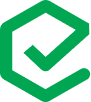 Green checkmark inside a green hexagon